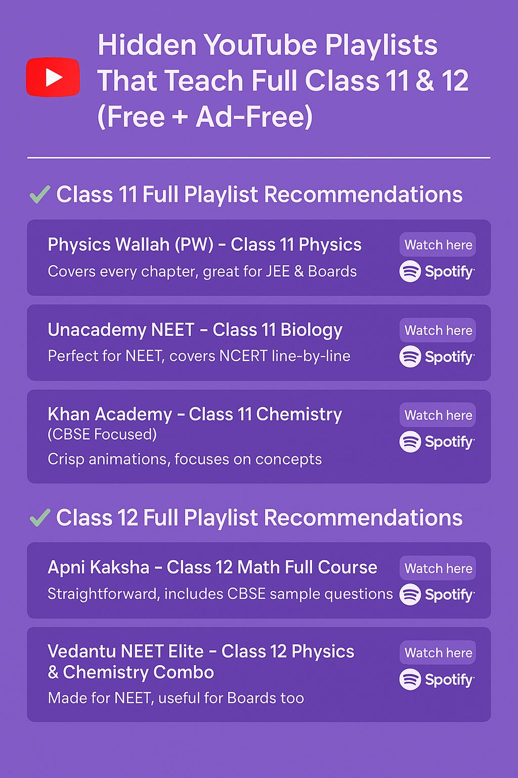 Hidden YouTube Playlists That Teach Full Class 11 & 12 (Free + Ad-Free)